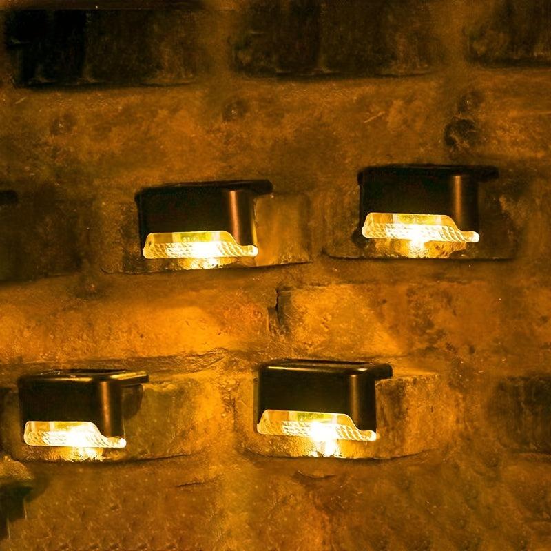 4pcs Solar Deck Lights Outdoor Waterproof Garden Balcony Villa Step Rail Lights