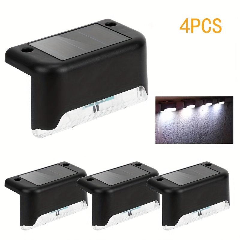4pcs Solar Deck Lights Outdoor Waterproof Garden Balcony Villa Step Rail Lights