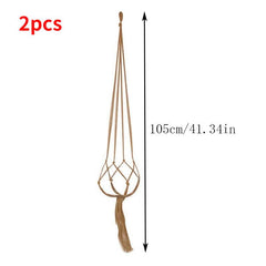 2pcs Vintage Hanging Flower Pots Holder With Hemp Rope