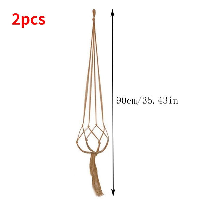 2pcs Vintage Hanging Flower Pots Holder With Hemp Rope
