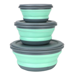 3 Piece Silicone Folding Lunch Box Set Portable Reusable for Picnics Camping