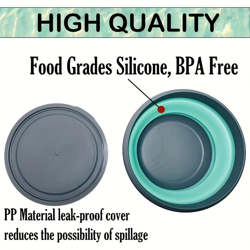 3 Piece Silicone Folding Lunch Box Set Portable Reusable for Picnics Camping