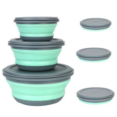 3 Piece Silicone Folding Lunch Box Set Portable Reusable for Picnics Camping