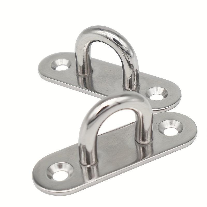 2pcs Oval Eye Plate With Hook 304 Stainless Steel Heavy Duty