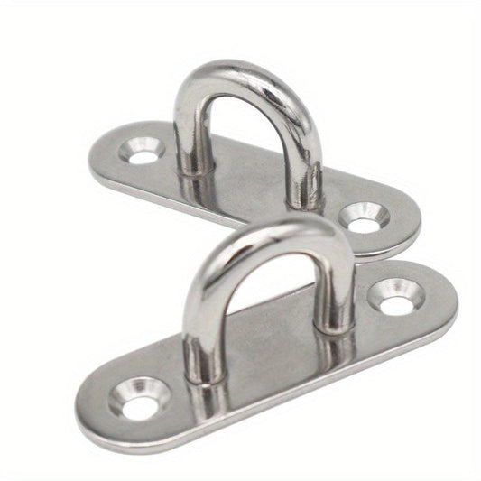 2pcs Oval Eye Plate With Hook 304 Stainless Steel Heavy Duty