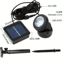 6LED Solar Spot Lights Outdoor Pond Light Waterproof Submersible Lamps