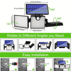 2pc 266LEDs Solar Outdoor Lights Ultra Bright Motion Sensor Lights