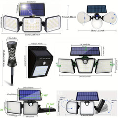2pc 266LEDs Solar Outdoor Lights Ultra Bright Motion Sensor Lights