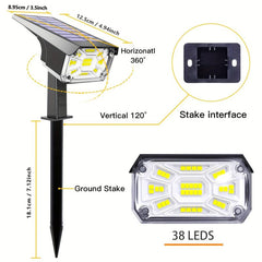 Solar Spot Lights Outdoor 38 LEDs Garden Landscape Spotlights