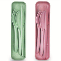 2 Packs Travel Cutlery Set With Case Portable Camping Cutlery