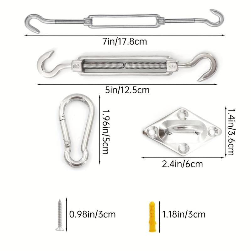 40pcs Sun Shade Hardware Kit for Rectangle Triangle Shade Sail Retractable