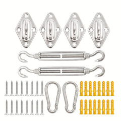 40pcs Sun Shade Hardware Kit for Rectangle Triangle Shade Sail Retractable