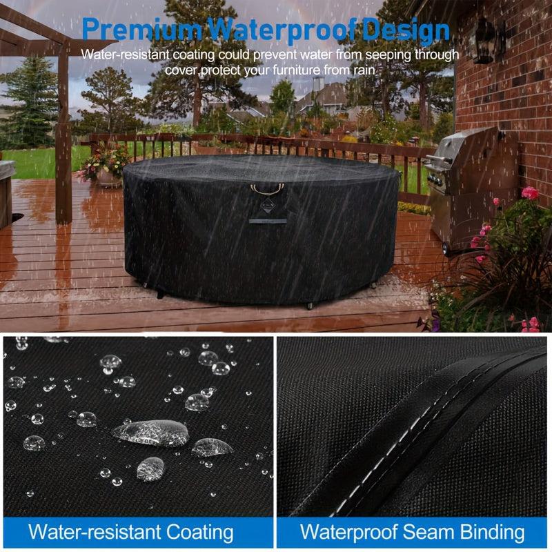 Waterproof Round Patio Table Cover Heavy Duty 600D Oxford Fabric