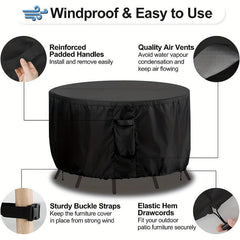 Waterproof Round Patio Table Cover Heavy Duty 600D Oxford Fabric