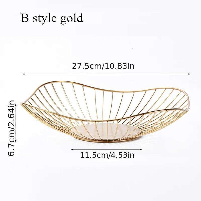 Modern Iron Fruit Basket Snack Storage Display Tray Picnic Basket
