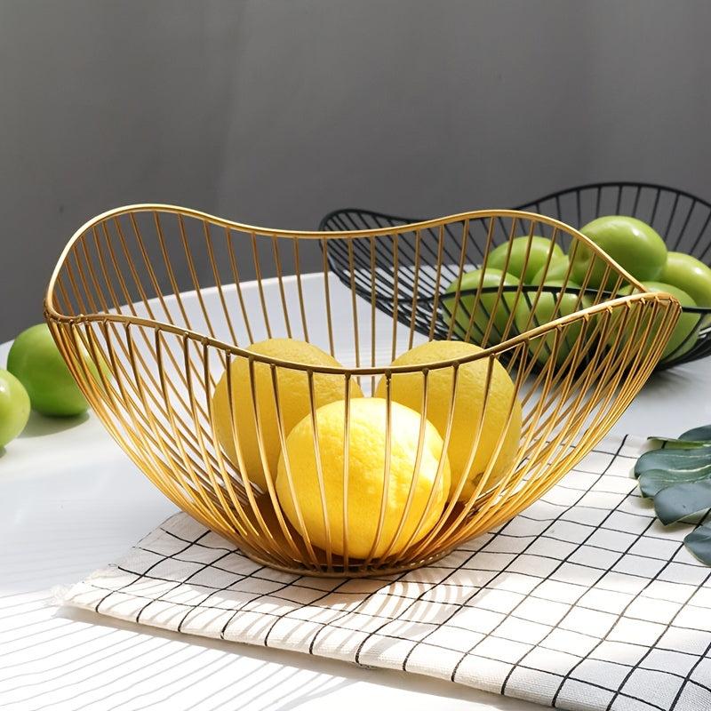 Modern Iron Fruit Basket Snack Storage Display Tray Picnic Basket