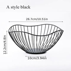 Modern Iron Fruit Basket Snack Storage Display Tray Picnic Basket