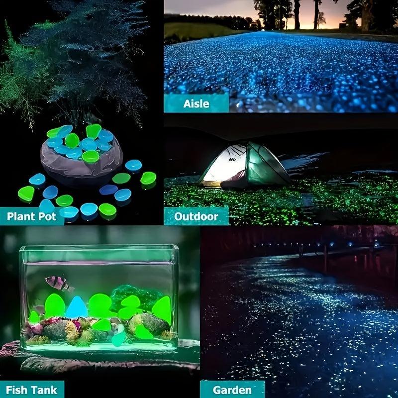 100pcs Luminous Resin Stones Glow Dark Rocks Succulent Garden