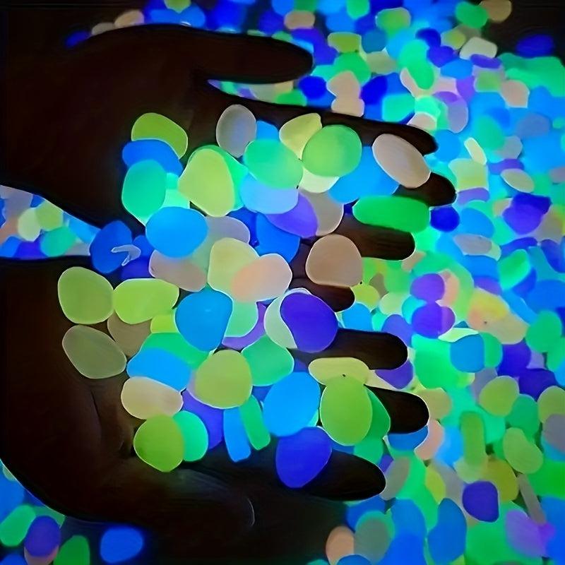 100pcs Luminous Resin Stones Glow Dark Rocks Succulent Garden