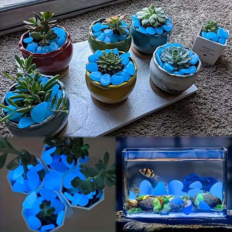 100pcs Luminous Resin Stones Glow Dark Rocks Succulent Garden