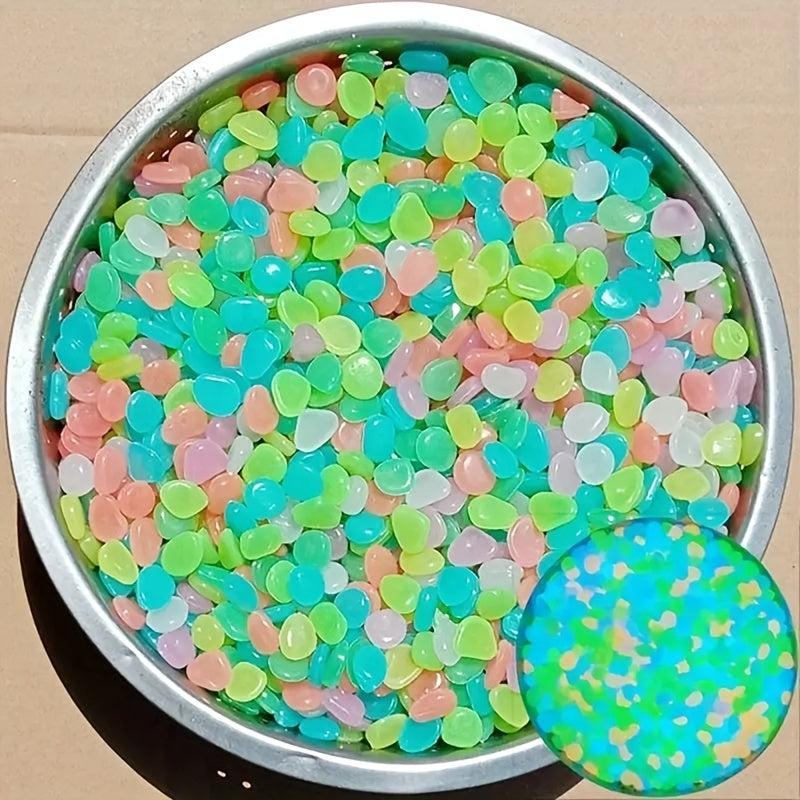 100pcs Luminous Resin Stones Glow Dark Rocks Succulent Garden