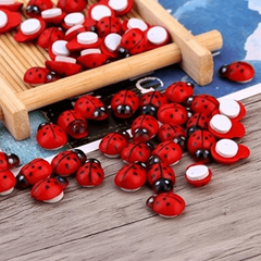 50pcs Mini Wooden Ladybug Stickers for Fairy Garden Dollhouse