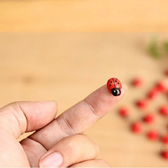 50pcs Mini Wooden Ladybug Stickers for Fairy Garden Dollhouse