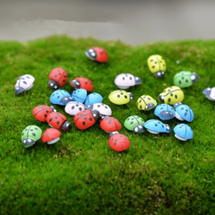 50pcs Mini Wooden Ladybug Stickers for Fairy Garden Dollhouse