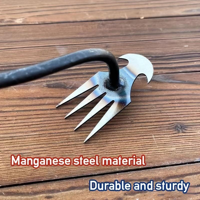 Weed Puller with 4 Teeth Gardening Hand Tool for Yard