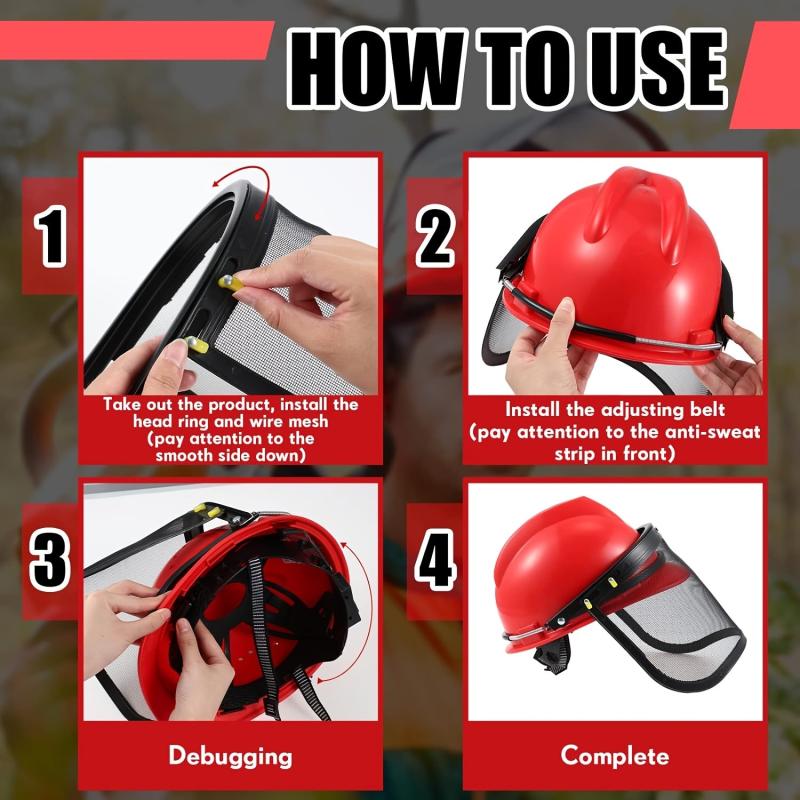 Forestry Helmet Mask Adjustable Mesh Sunshade Protection Chainsaw Hat