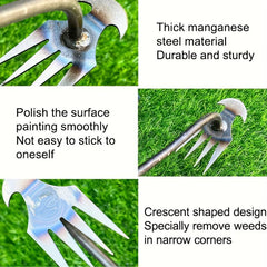 Steel Weeder Hand Tool with 4 Teeth for Yard and Garden