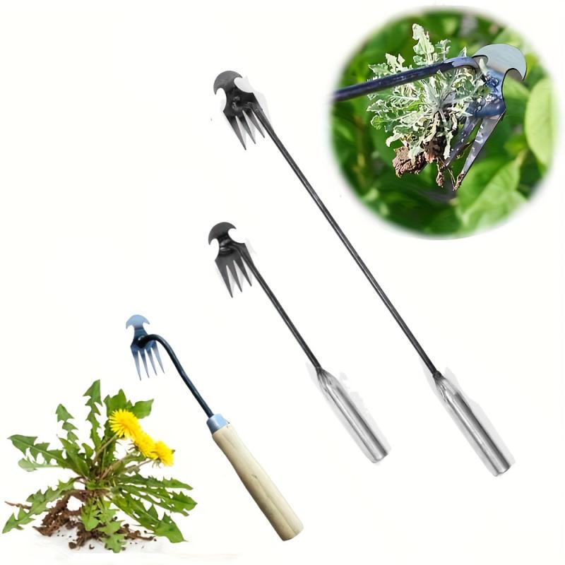 Steel Weeder Hand Tool with 4 Teeth for Yard and Garden