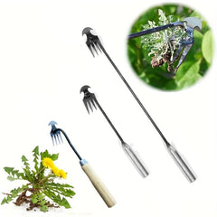 Steel Weeder Hand Tool with 4 Teeth for Yard and Garden