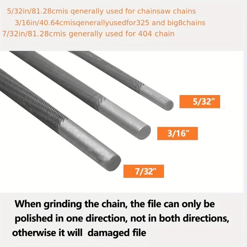3pcs 9pcs Chainsaw Chain File Round Bearing Steel Sharpening Files
