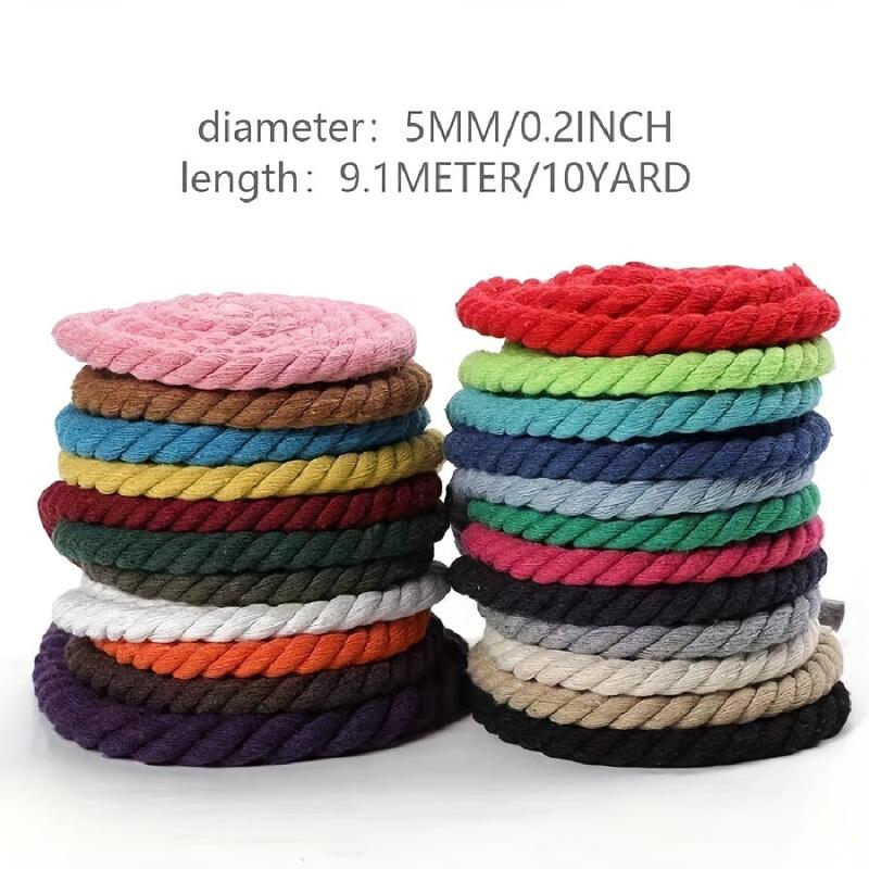 10 Yards 5MM Thick Three Strand Cotton Rope for Gardening, Decoration