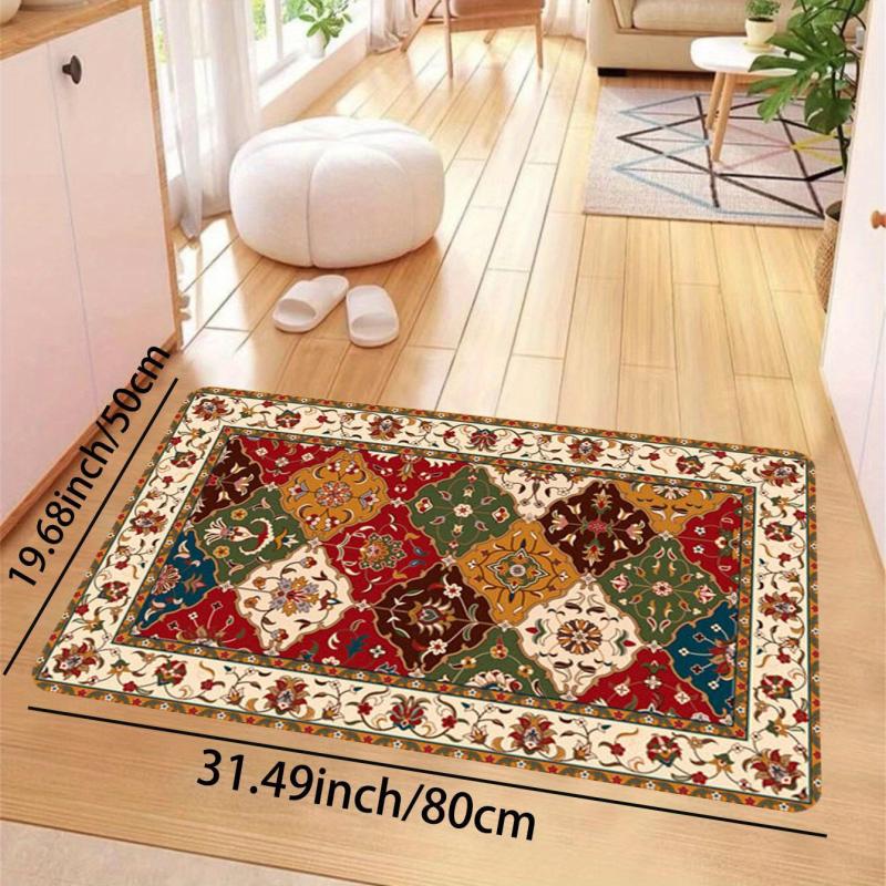 Boho Floral Print Door Mat Rug - Anti Slip, Brightens Any Room