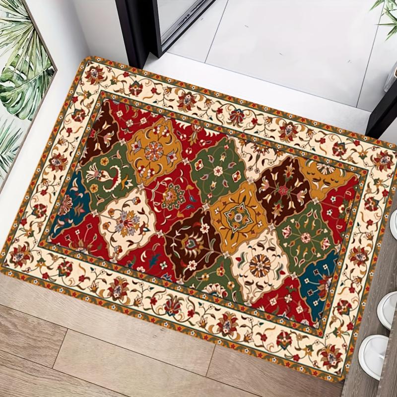 Boho Floral Print Door Mat Rug - Anti Slip, Brightens Any Room