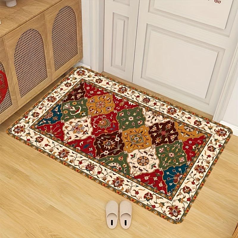 Boho Floral Print Door Mat Rug - Anti Slip, Brightens Any Room
