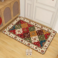 Boho Floral Print Door Mat Rug - Anti Slip, Brightens Any Room