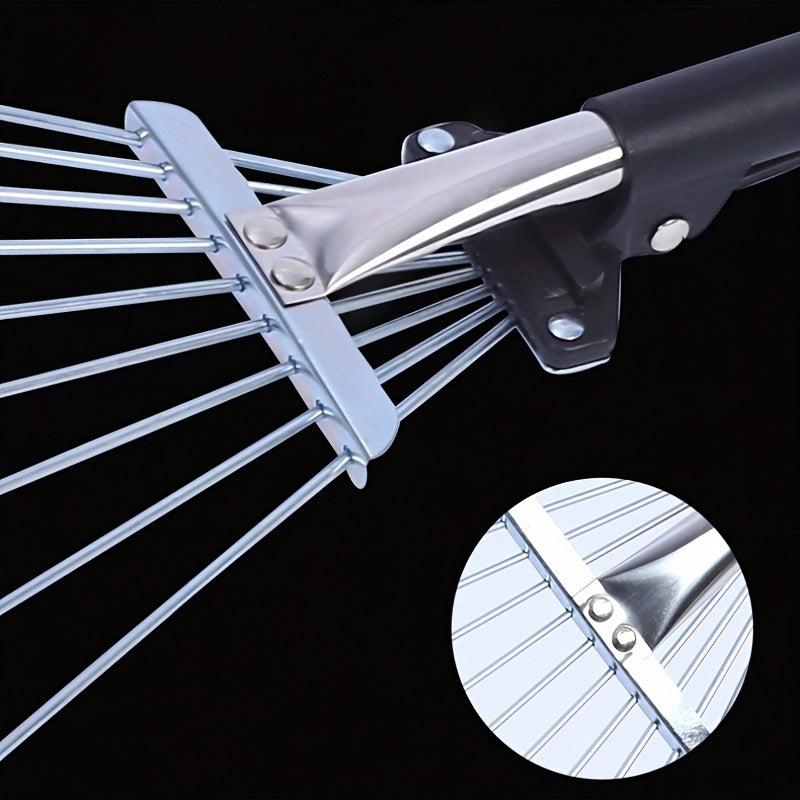 9 Tine Shrub Rake Extendable Garden Leaf Rake Adjustable Folding Tool