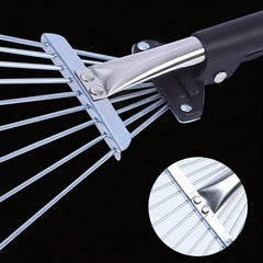 9 Tine Shrub Rake Extendable Garden Leaf Rake Adjustable Folding Tool