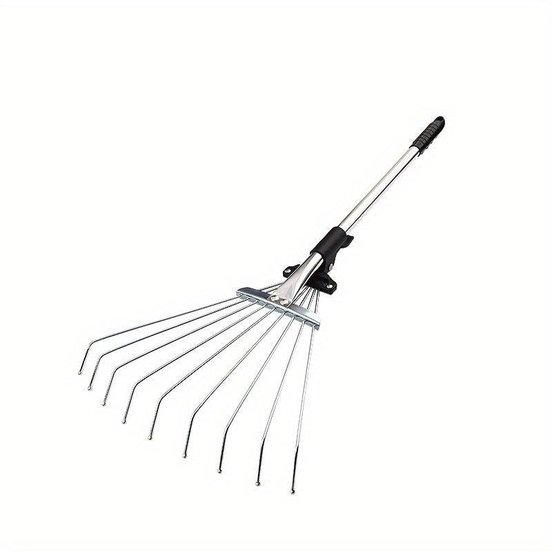 9 Tine Shrub Rake Extendable Garden Leaf Rake Adjustable Folding Tool