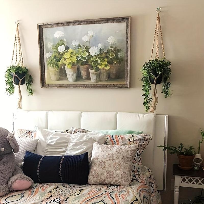2 Pack Macrame Plant Hangers Indoor Hanging Planter Basket Jute Rope Home Decor
