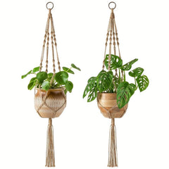 2 Pack Macrame Plant Hangers Indoor Hanging Planter Basket Jute Rope Home Decor