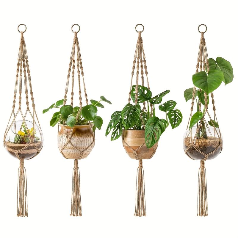 2 Pack Macrame Plant Hangers Indoor Hanging Planter Basket Jute Rope Home Decor