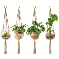 2 Pack Macrame Plant Hangers Indoor Hanging Planter Basket Jute Rope Home Decor