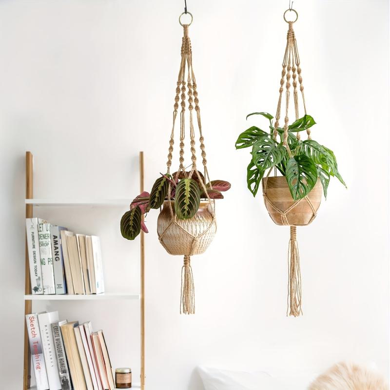 2 Pack Macrame Plant Hangers Indoor Hanging Planter Basket Jute Rope Home Decor