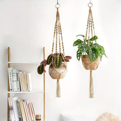 2 Pack Macrame Plant Hangers Indoor Hanging Planter Basket Jute Rope Home Decor