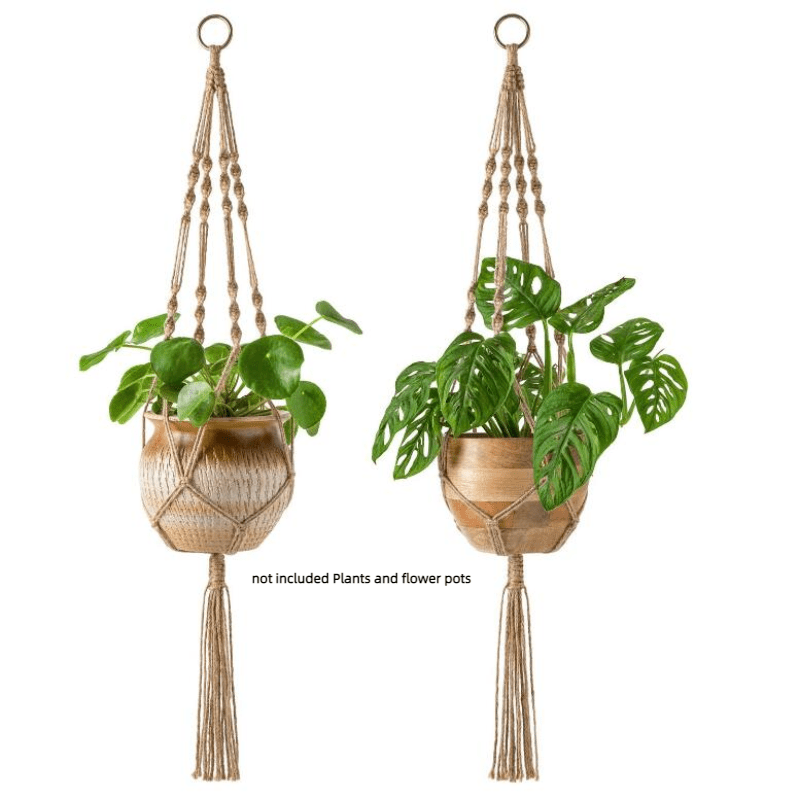 2 Pack Macrame Plant Hangers Indoor Hanging Planter Basket Jute Rope Home Decor
