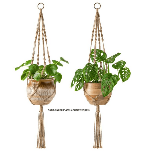 2 Pack Macrame Plant Hangers Indoor Hanging Planter Basket Jute Rope Home Decor